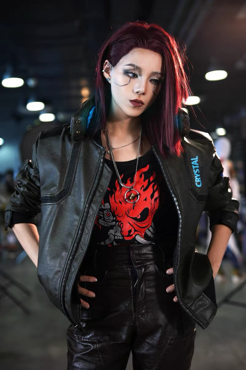 Gaming Cyberpunk 2077 Leather Jacket Cosplay Costume