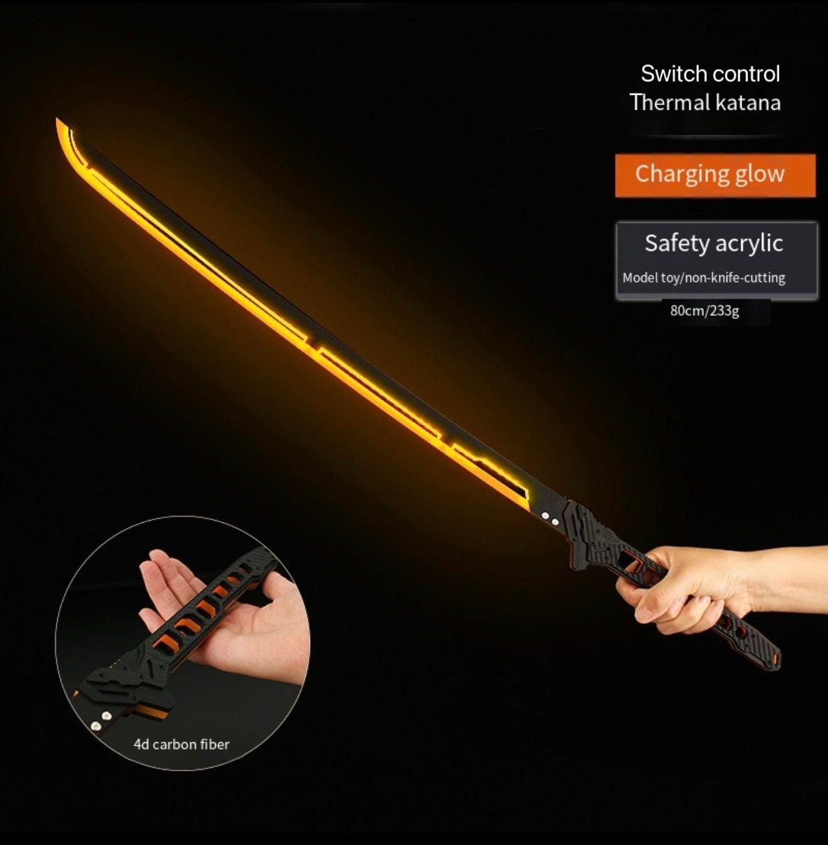 Cyber Punk Thermal Katana Samurai Sword Prop LED Light-Up Cosplay Prop