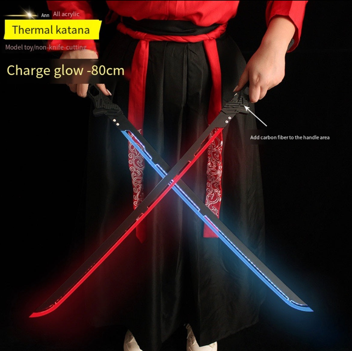 Cyber Punk Thermal Katana Samurai Sword Prop LED Light-Up Cosplay Prop