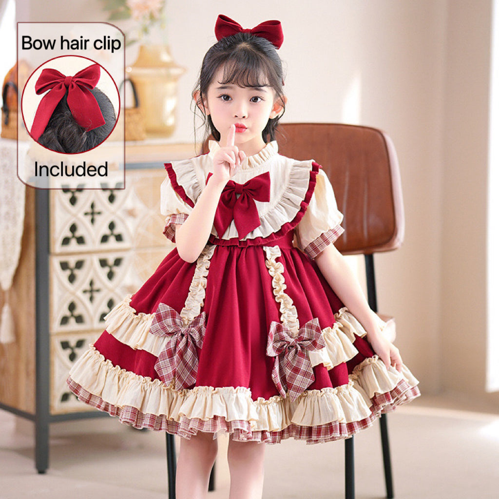 Girls Lolita Princess Dress Christmas Short-Sleeved