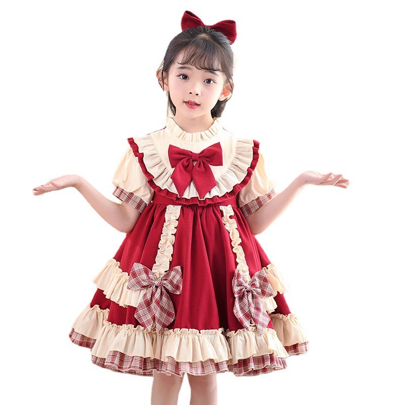 Girls Lolita Princess Dress Christmas Short-Sleeved