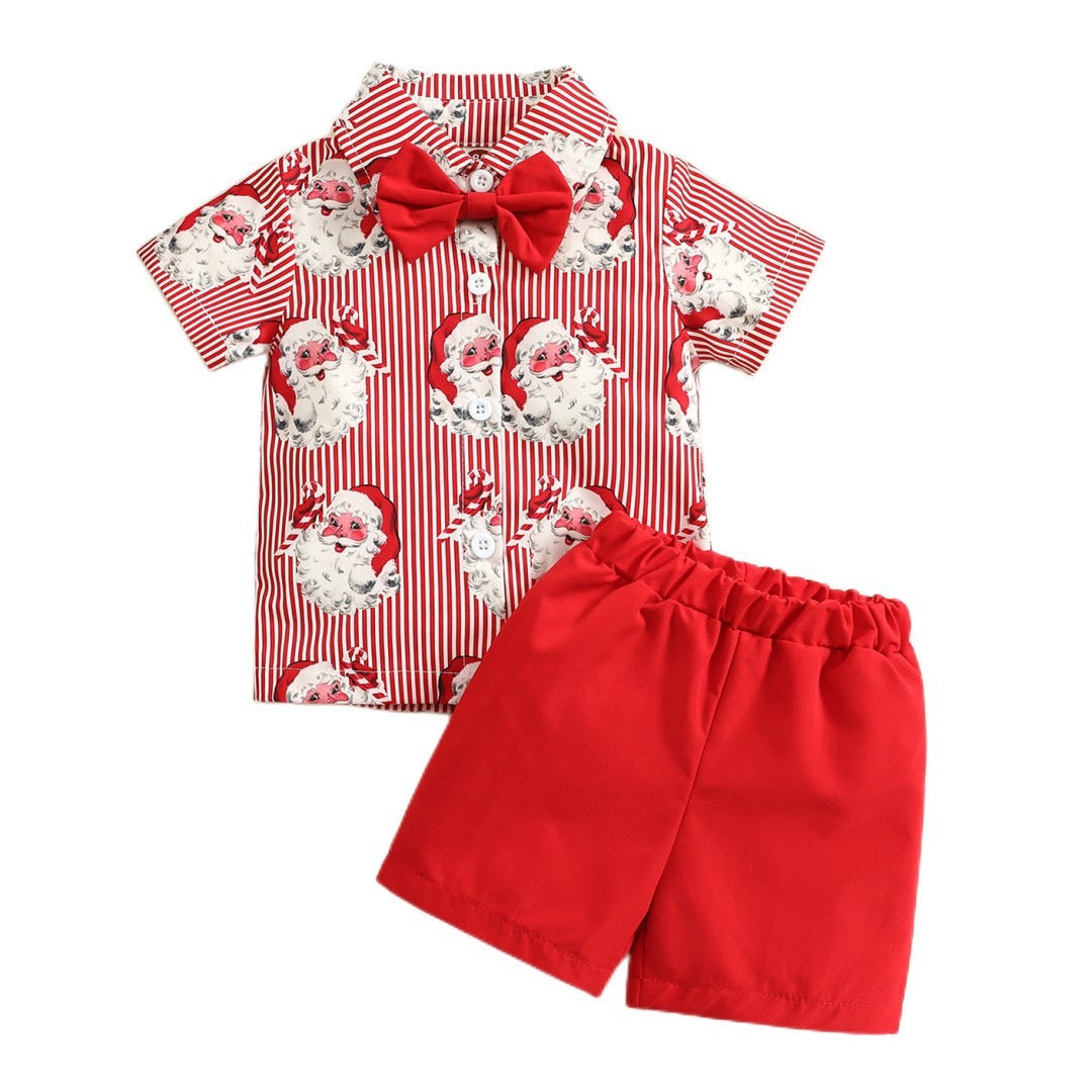 Baby Boys Christmas Party Bow Tie Shirt Suit