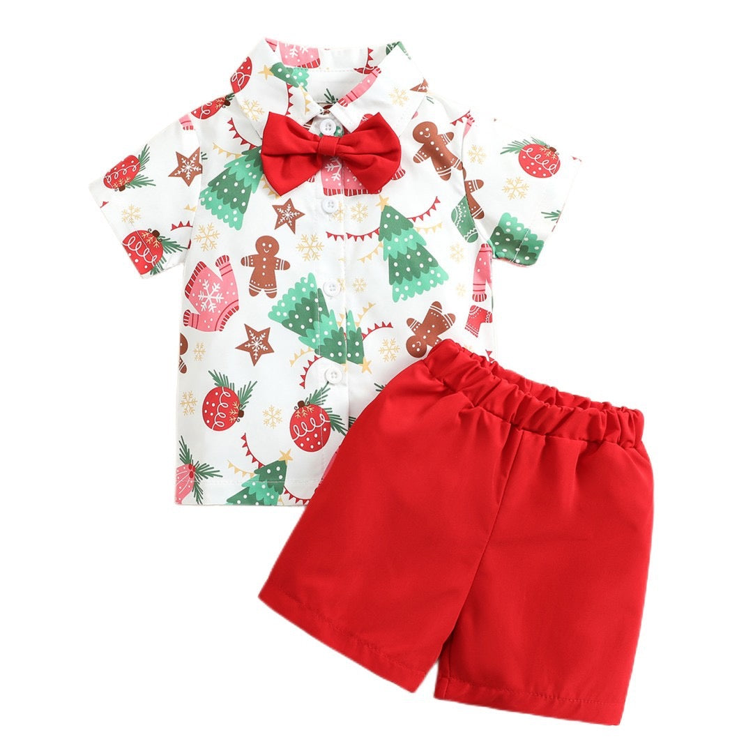 Baby Boys Christmas Party Bow Tie Shirt Suit