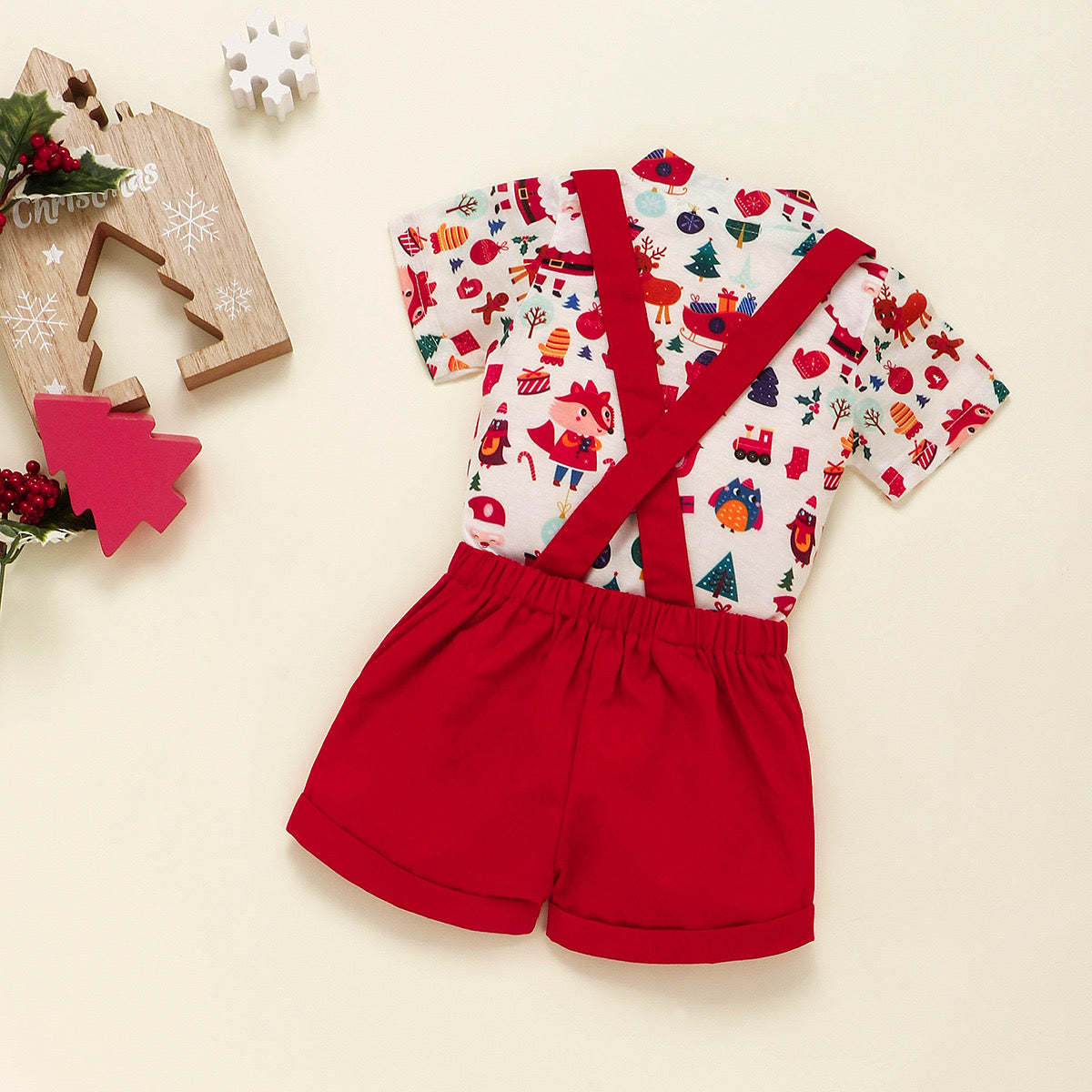 Baby Boys Christmas Party Bow Tie Shirt Suit