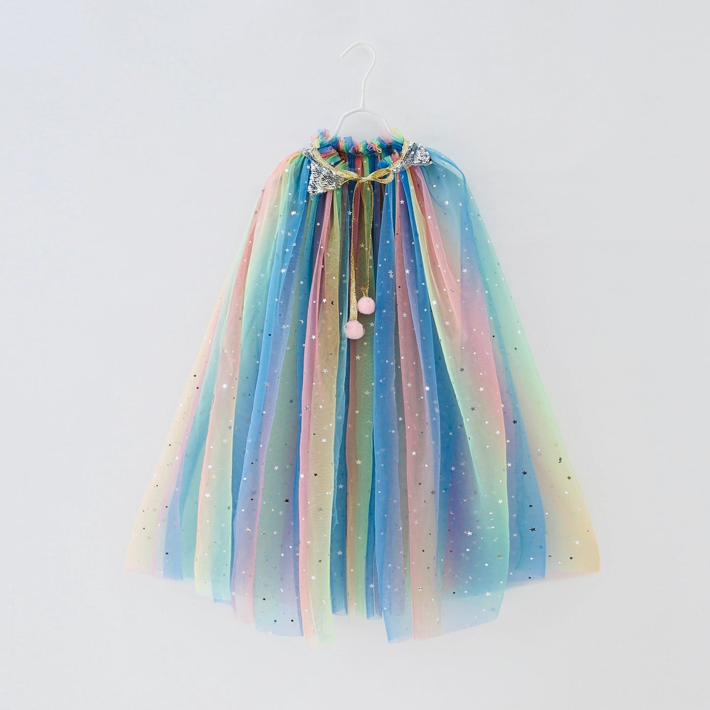 Kids Girls Princess Rainbow Lace Tulle Cape Costume