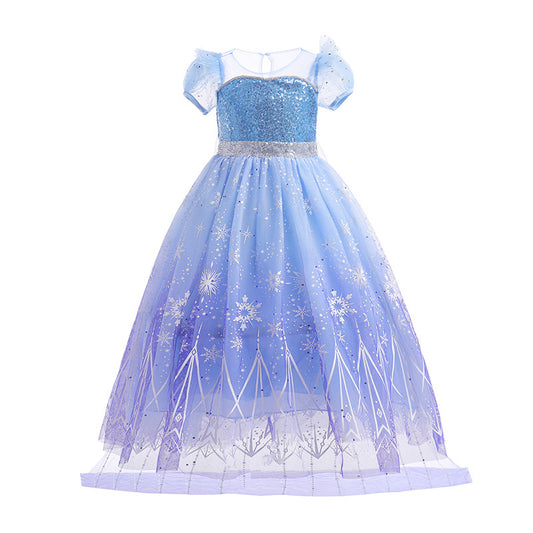 Kids Girls Princess Dress Queen Elsa Costume