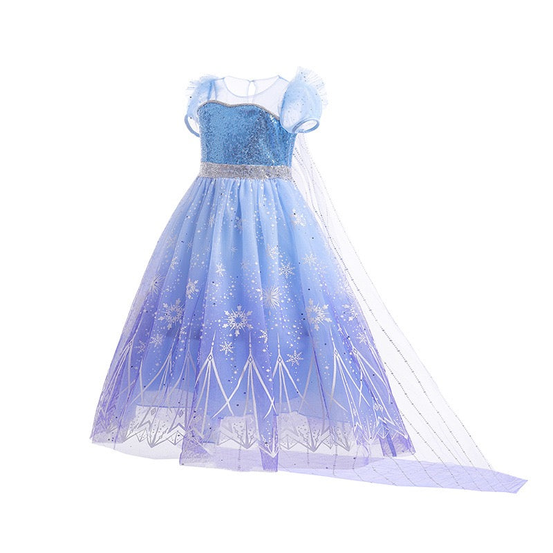 Kids Girls Princess Dress Queen Elsa Costume