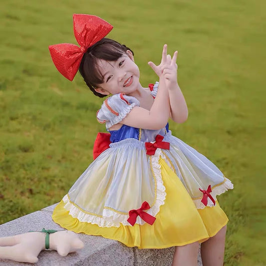 Kids Girls Summer Short sleeves snow white Party Dress