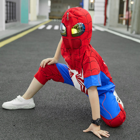 Kids Spiderman Short Sleeve Jacket Cosplay Suit Costume