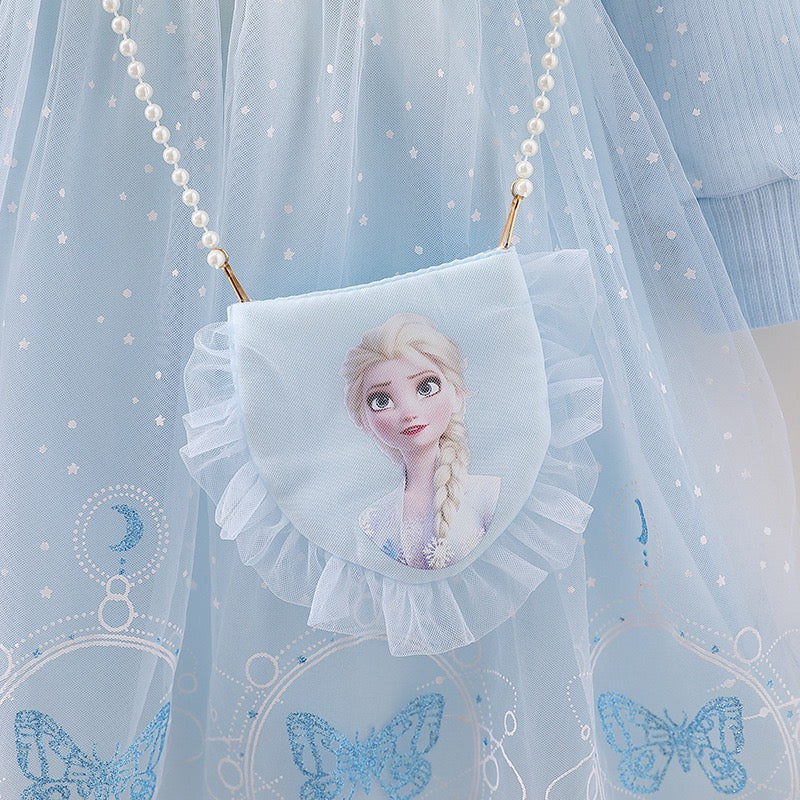 Girls long sleeves Princess Dress Frozen Queen Elsa Costume (With Bag)