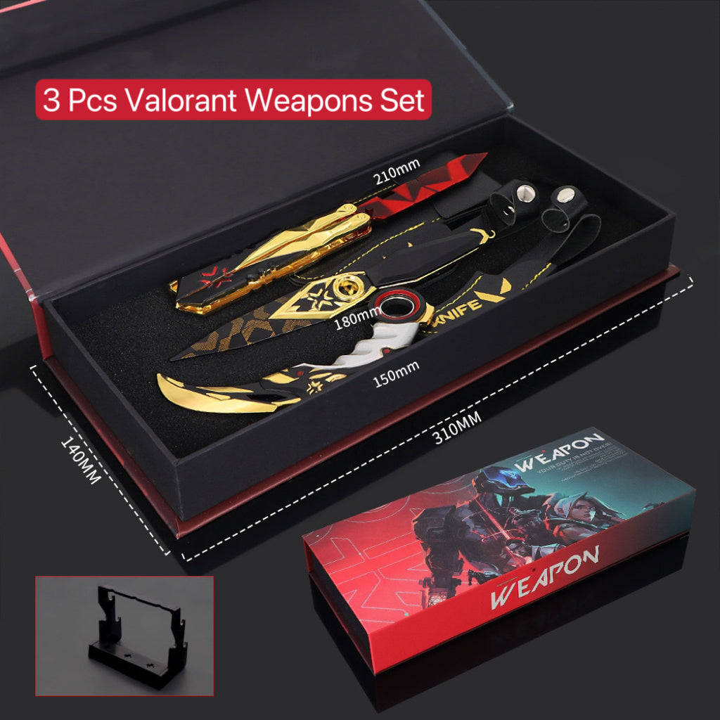 3 Pcs Set Valorant Toy Weapons Karambit Knife, Butterfly Knife, Kunai Gift Box