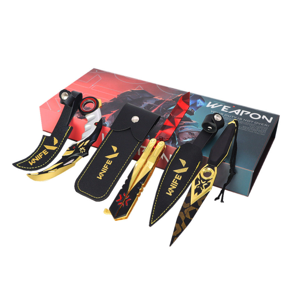 3 Pcs Set Valorant Toy Weapons Karambit Knife, Butterfly Knife, Kunai Gift Box