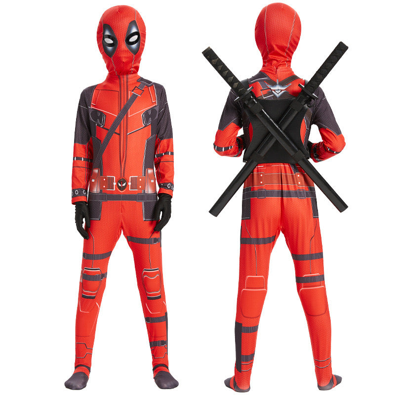 Kids Deadpool Costume Superhero Cosplay Boys Fancy Dress Party Jumpsuit