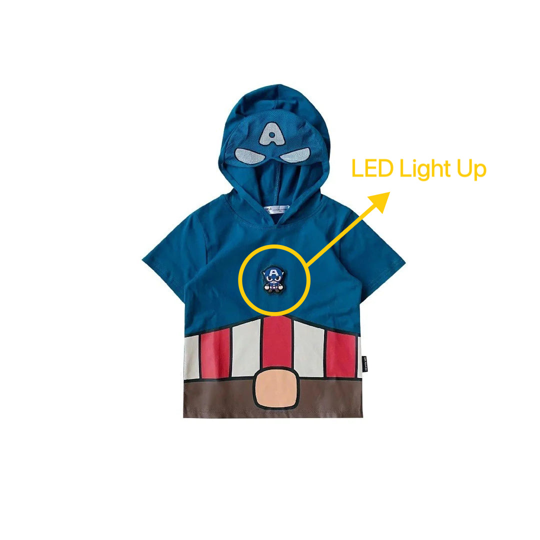 Kids Boy Captain America LED Light Up Short Sleeve T-Shirt