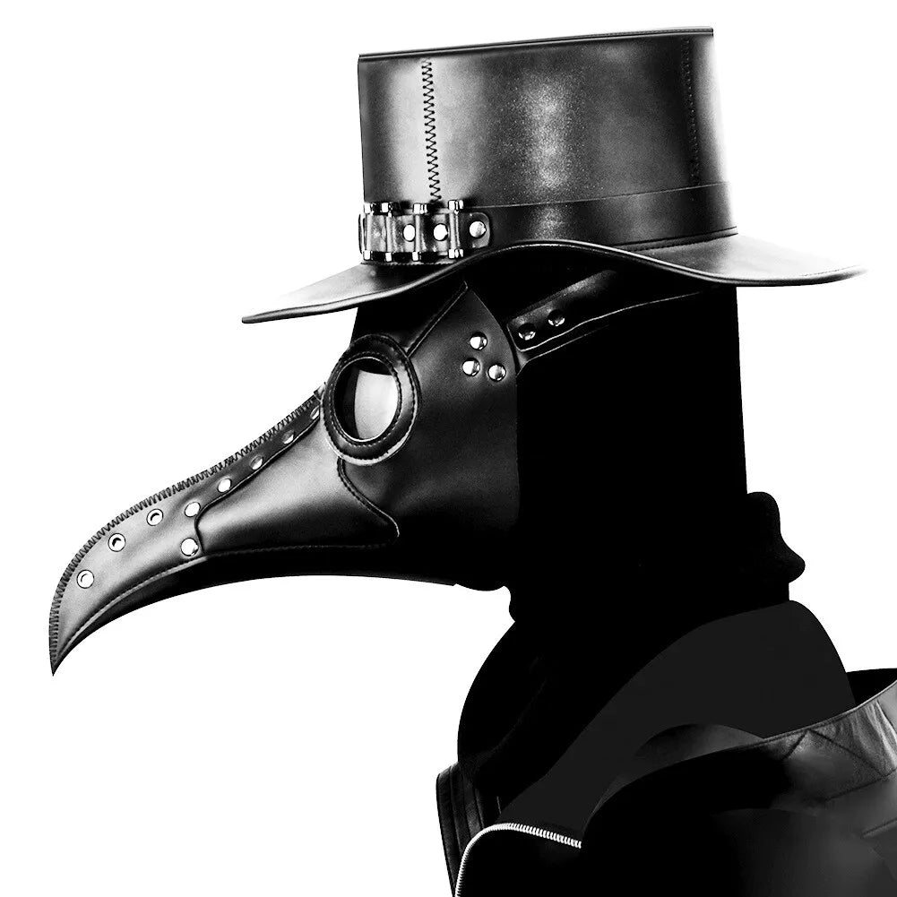 Plague Doctor Mask Bird Long Beak Faux Leather Steampunk Cosplay Party Halloween