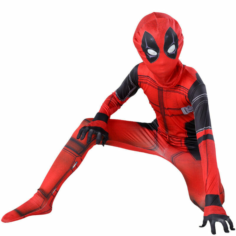 Kids Deadpool Costume Superhero Cosplay Boys Fancy Dress Party Jumpsuit